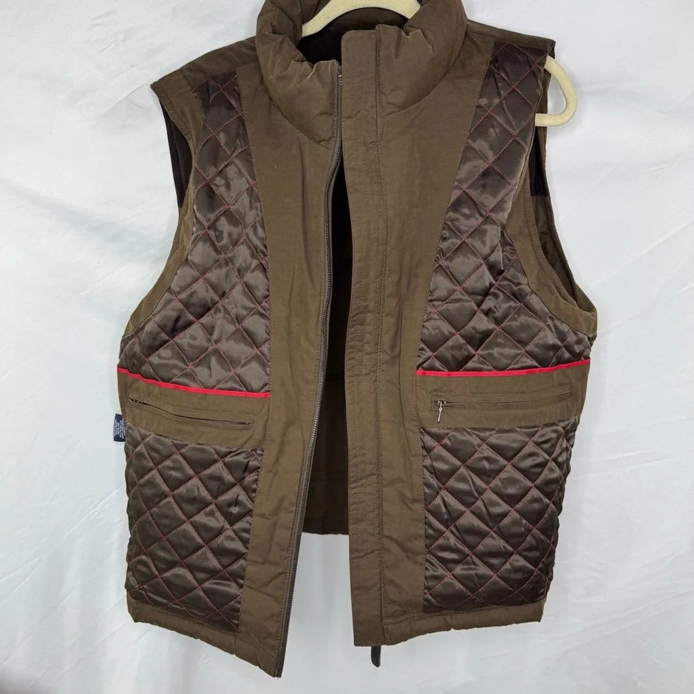 Roundtree & Yorke Brown and Chocolate Puffer Vest EUC! Heavier Feels like Canvas - Picture 5 of 7